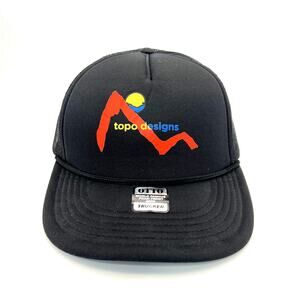 Topo Designs Snapback Hat Mountain Graphic Black OTTO NEW Trucker Baseball Cap
